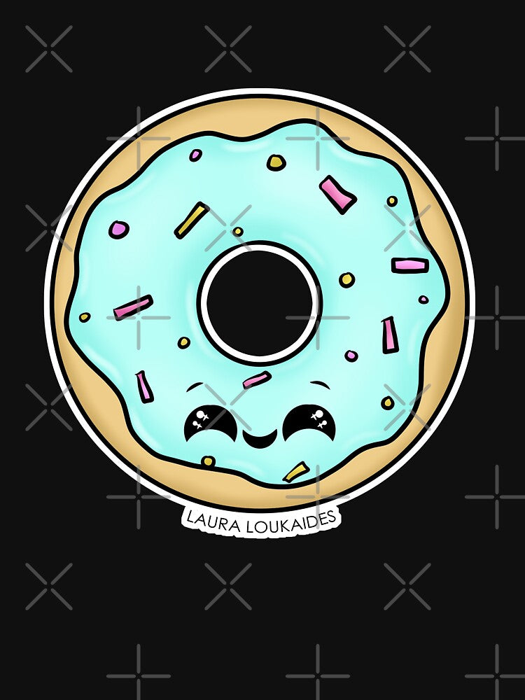 Kawaii Blue Sprinkle Donut by Laura Loukaides