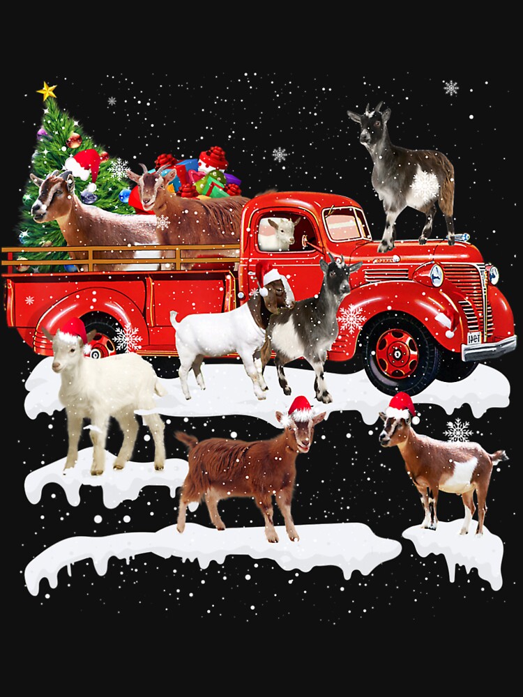 Goat Riding Red Truck Merry Christmas Farmer X Mas Ugly by AndreusToyota