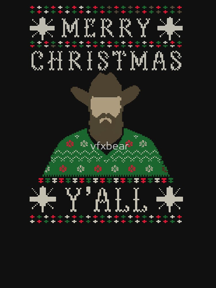 Merry Christmas Y’all - Ugly Christmas Sweater Cowboy by vfxbear
