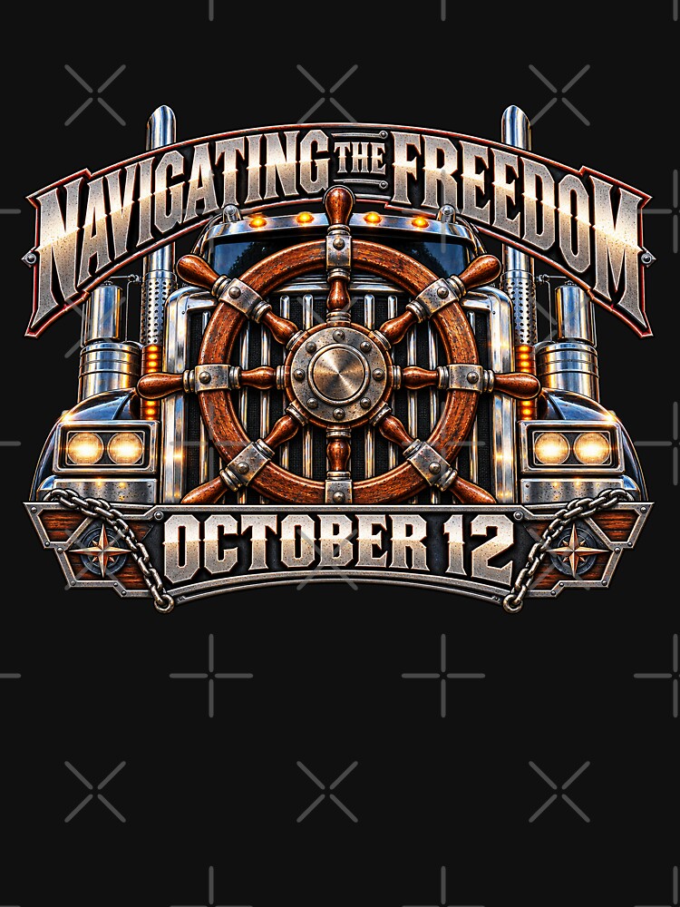 Navigating The Freedom | October 12 | Ship Wheel Semi Truck Grill Art by NomadForge