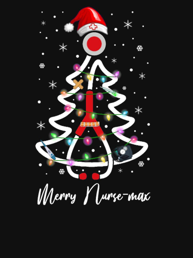 Womens Nurse Christmas Tree Lights Mask Tshirt by Clavitaps