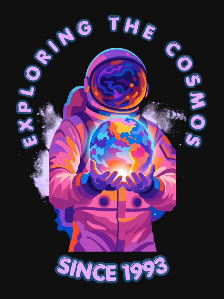 Exploring the Cosmos Since 1993 – Colorful Astronaut Art by MedCanvas Unisex