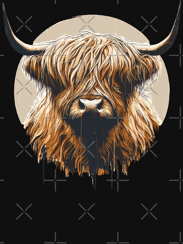 Funny vintage scottish highland cow heilan coo by TomFrontierArt