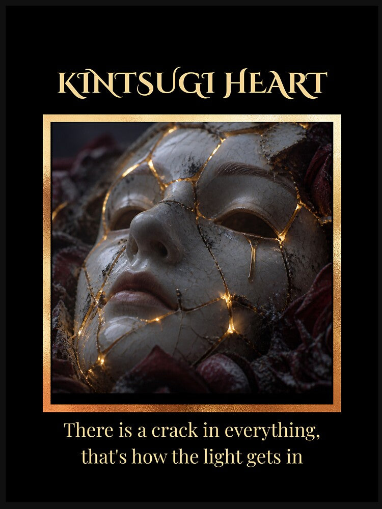 Kintsugi Heart - Gold Crack Aesthetic Poetry by inkandpulseshop
