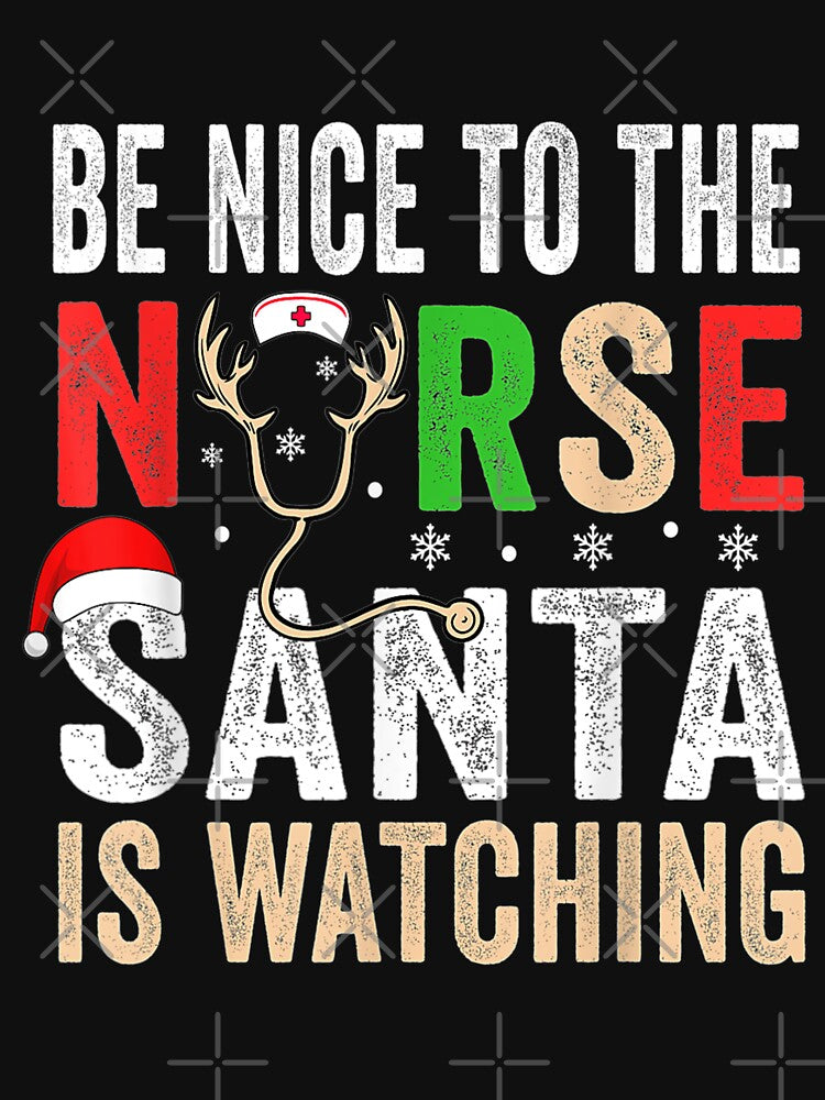 Be Nice To The Nurse Santa Nurse Christmas Scrub Tops Women by hoangminhsang