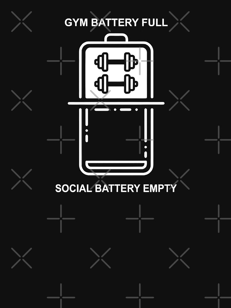 Social Battery Empty Gym Battery Full | Introvert Fitness Tee by Silent  Rep Club
