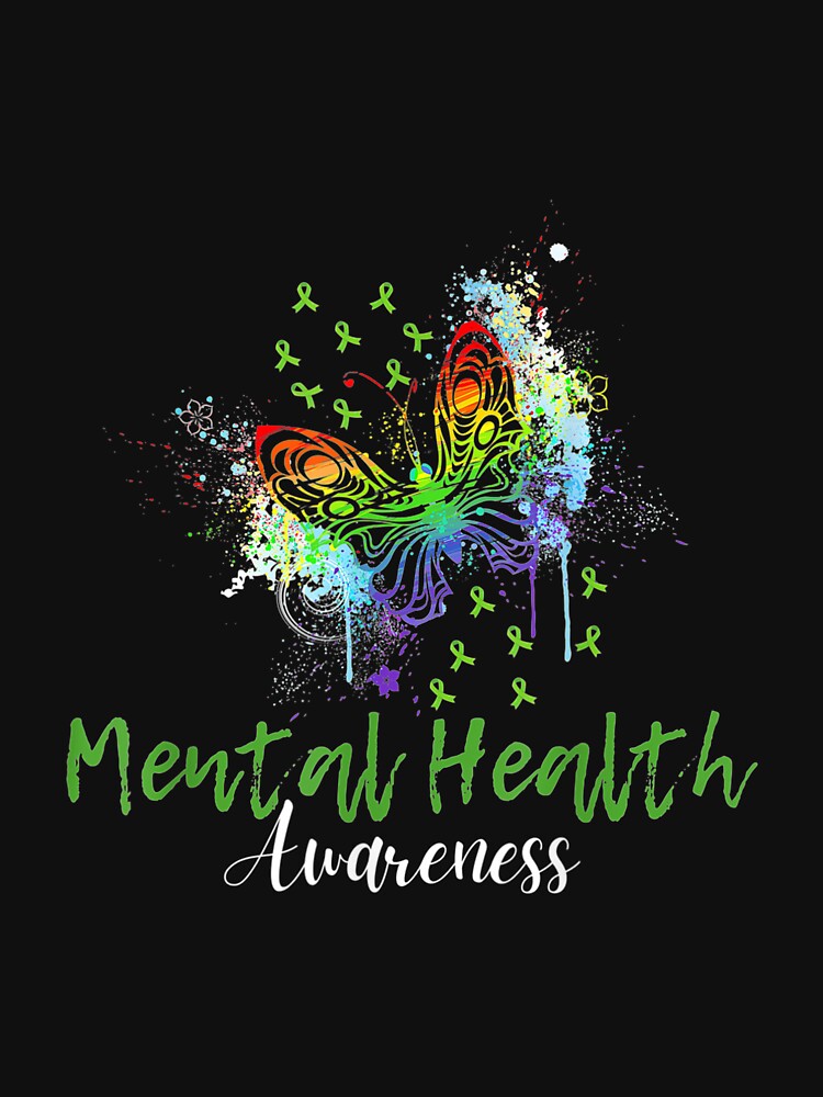 Butterfly Ribbon Mental Health Awareness TShirt30 by blancatawa