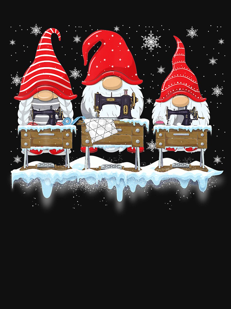 Cute Sewing Gnomes Santa Quilting Xmas Funny Christmas by Charles Brian