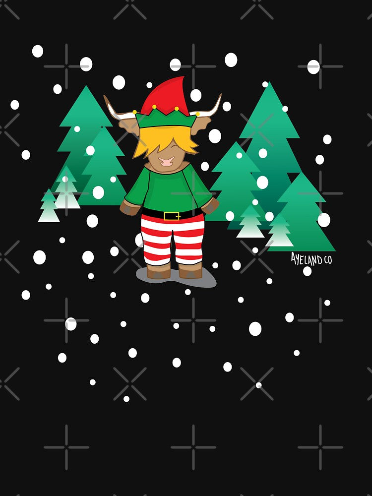 Christmas elf highland cow cute sweater christmas jumper by Ayelandco