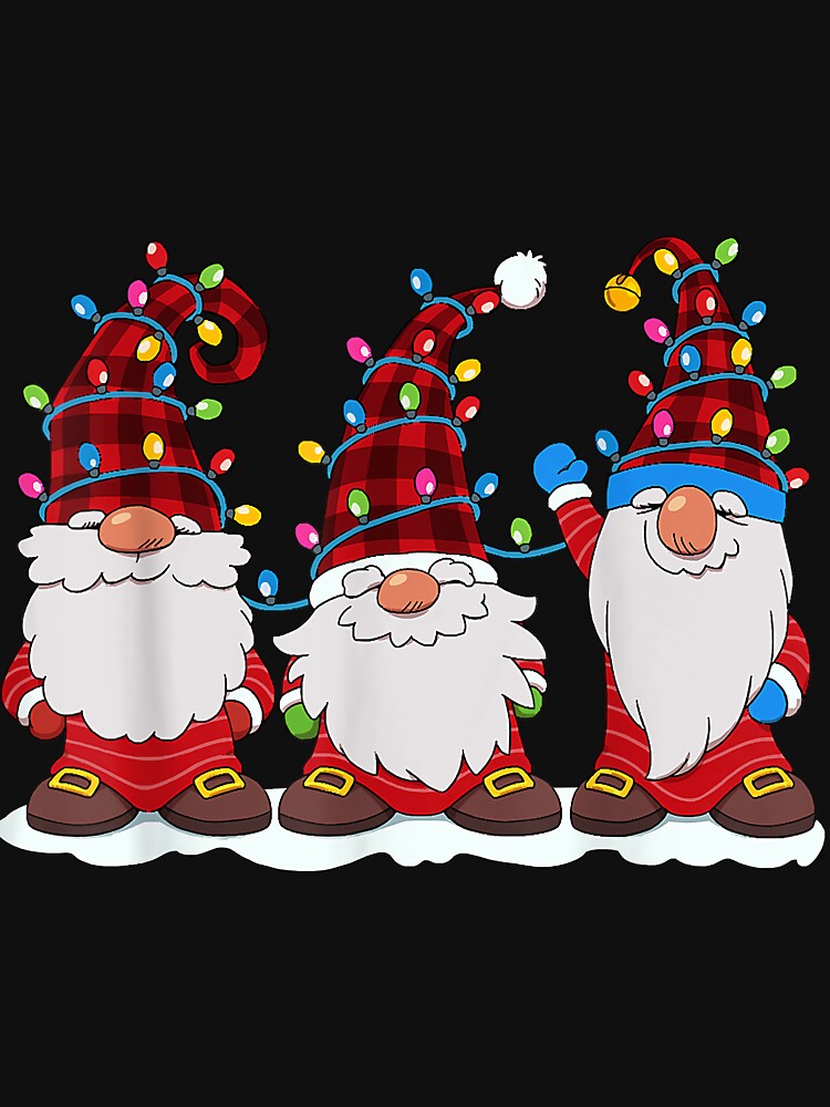 Three Gnomes Red Plaid Hat Gnome Christmas Tree Lights by JoelleKey
