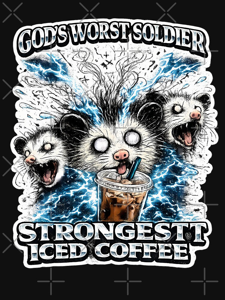 Gods Worst Soldier Strongest Iced Coffee Opossum Meme by chattsuede