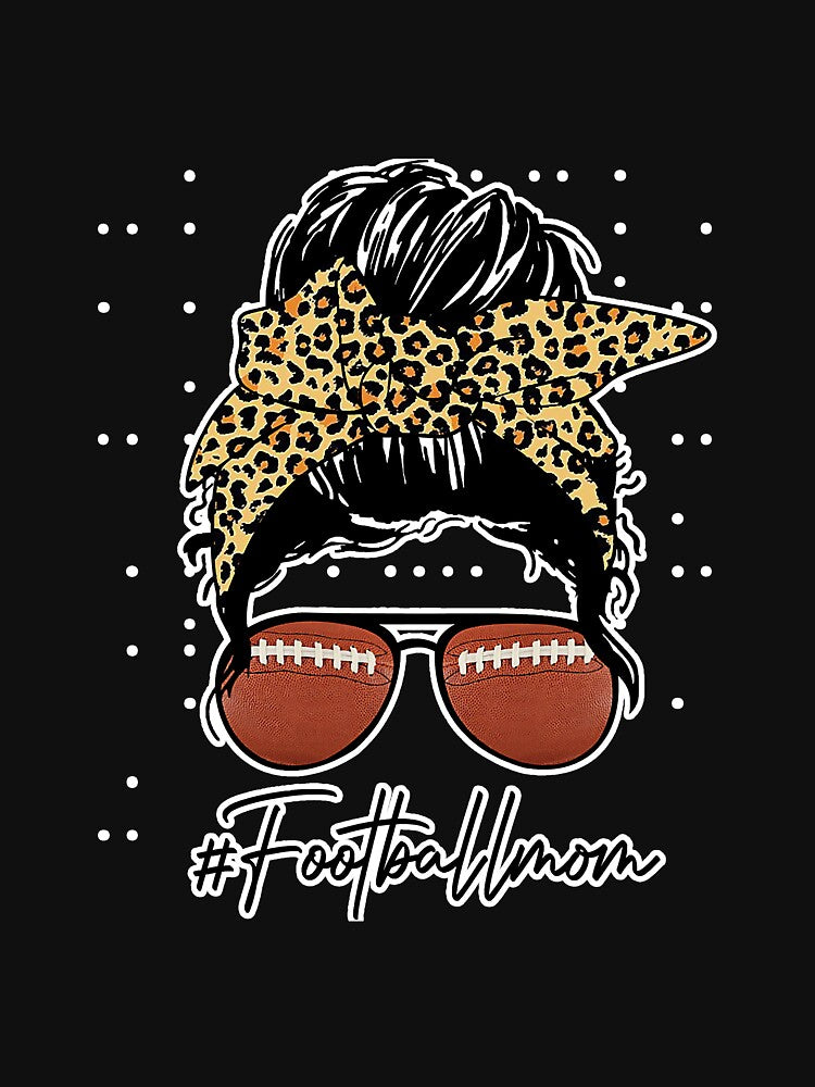 Football Mom With Leopard Messy Bun by YesterDayCheck