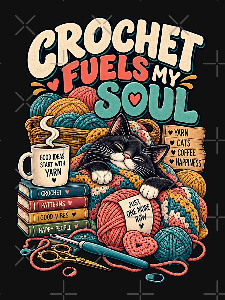 Crochet Fuels My Soul - Cozy Cat Crochet Gift by MOTIFOLK