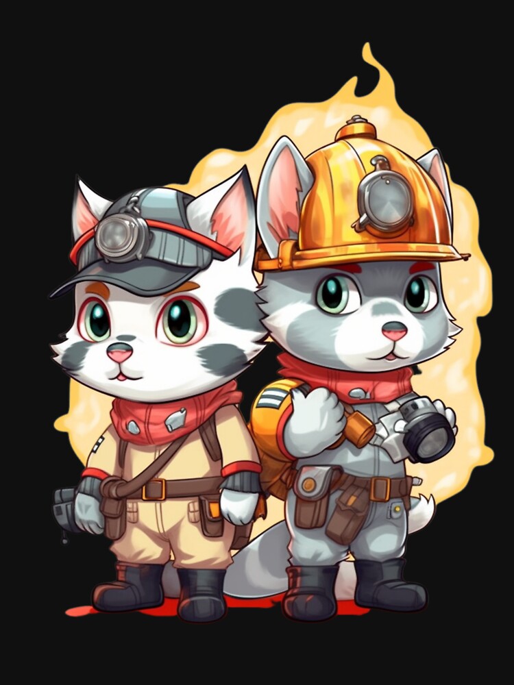 Firefighter, cute cats by HarriPaloma