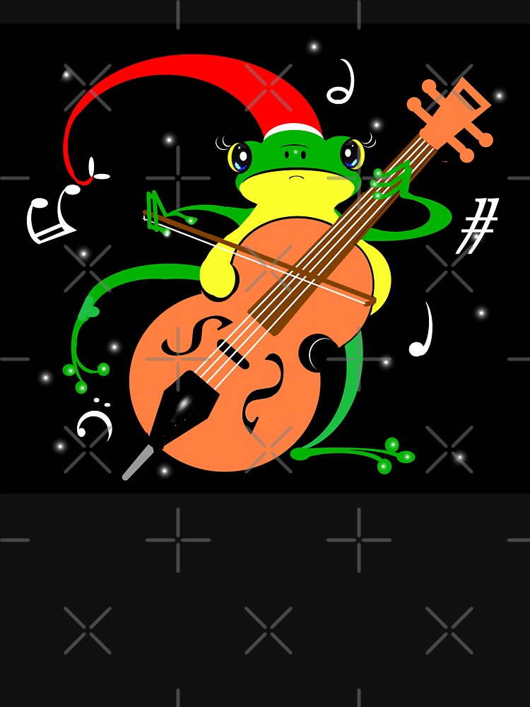 Cute Christmas frog playing cello by Shirley cute art