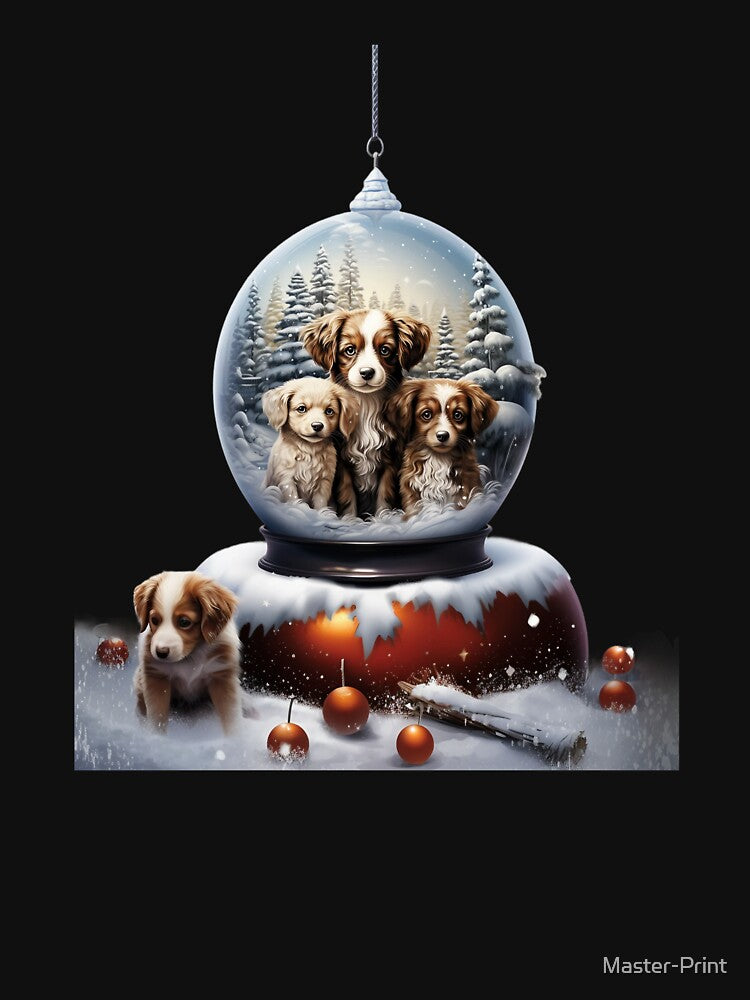 Merry Christmas Dogs in a Christmas Tree Bubble by Master-Print