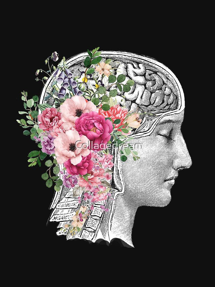 Roses floral mental health matters brain psychology by Collagedream
