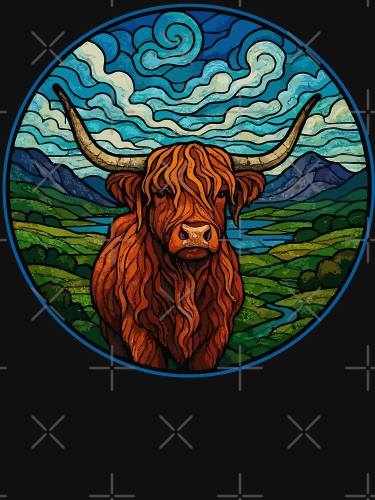 Scottish Highland Cow Heilan Coo Stained Glass by TomFrontierArt