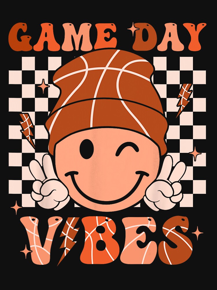 Game Day Vibes Retro Smile Face Shirt For Basketball Fan, Field Day Gift by Julie-wl