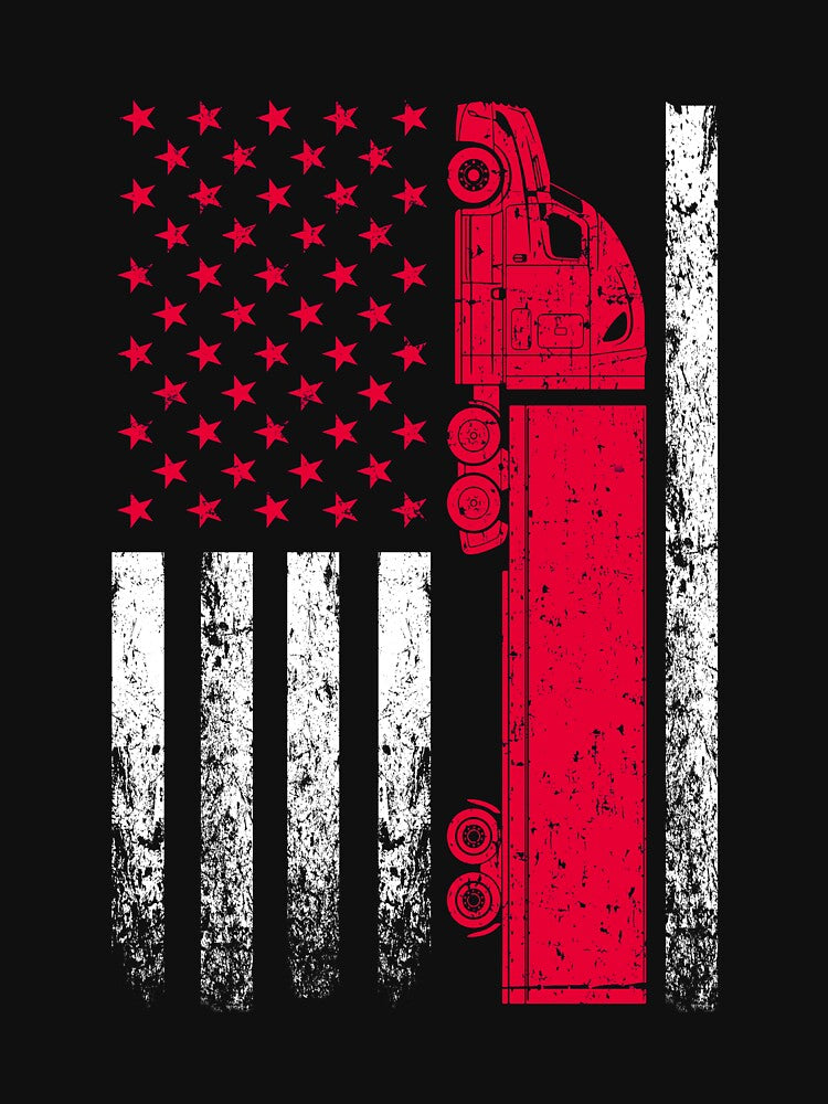 US American Flag Semi Truck Driver 18 Wheeler Trucker Gift by DanielleNicolet