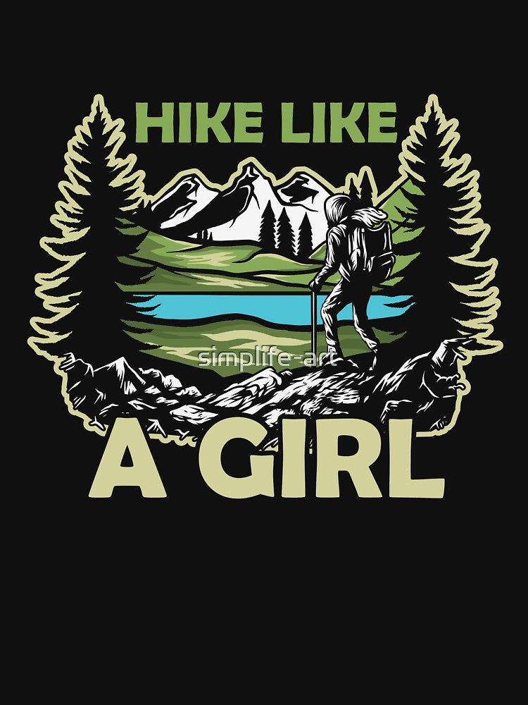 Hike like a Girl Vintage Hiking Mountain | Funny Hiking Lover by simplife-art