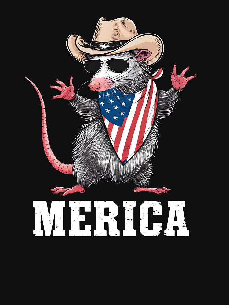 Merica Funny Opossum Patriotic USA by HeadTurningArt