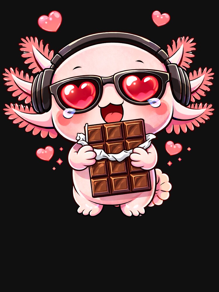 Chocolate Lover Axolotl – Cute Kawaii Axolotl Holding Chocolate Chibi Anime Dessert Design by ColorSplash123