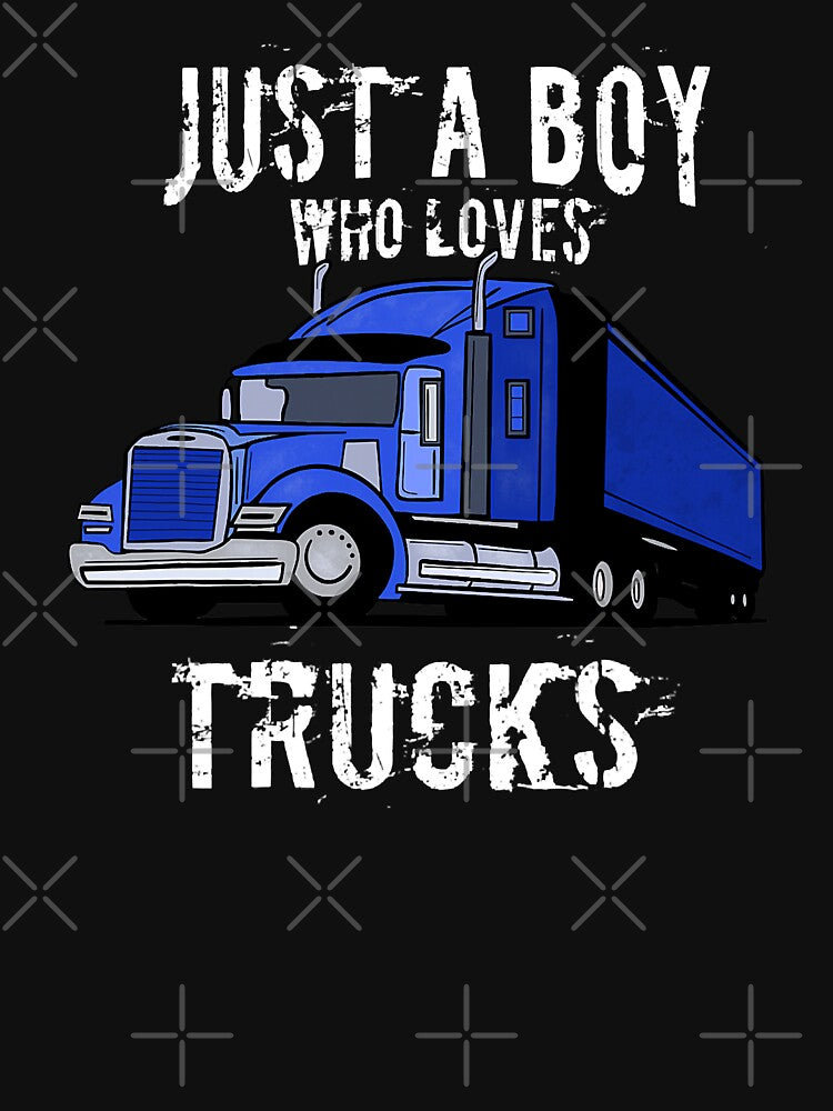 Just A Boy Who Loves Trucks Semi Truck Gift by GardNewerd