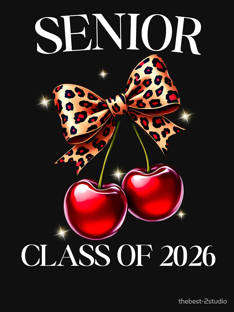 Senior Class Of 2026 Coquette Cherry Leopard Bow Women, Girls by thebest-2studio