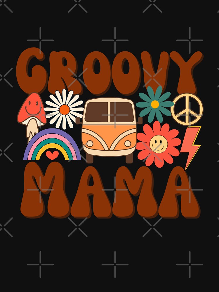 Retro Groovy 60s 70s Mama Matching Family Mom Birthday Party Vintage T-Shirt by AUAINO
