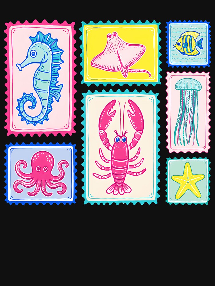 Sea Creatures Stamp Aesthetic Ocean Animals Beach by Randomera