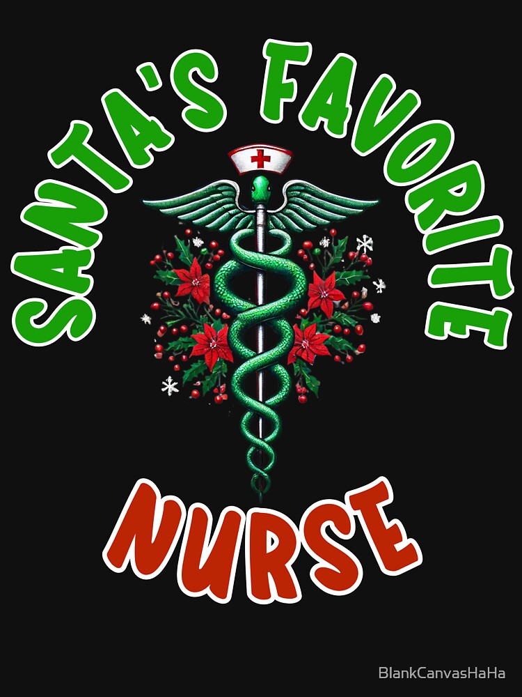 Santa's Favorite Nurse Christmas Shirt – Holiday Medical Apparel by BlankCanvasHaHa