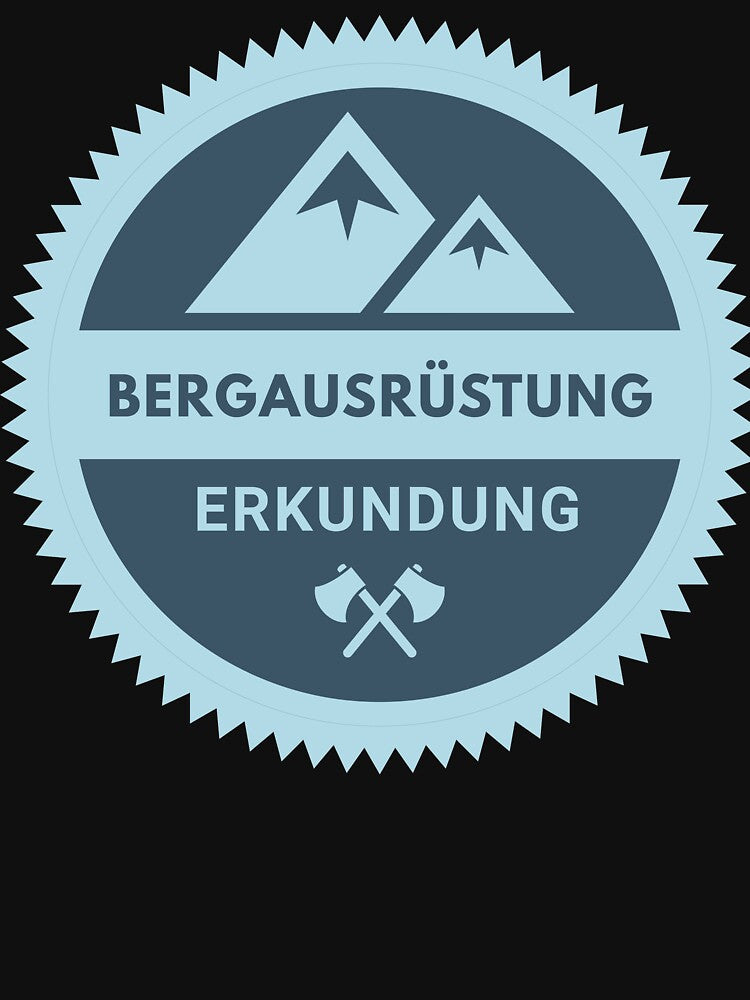 Mountain Equipment Exploration | German hiking | Black hiking t-shirt by Ainbowz-Artwork
