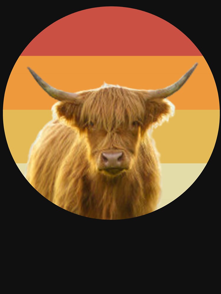cute highland cow vintage retro face by alaechamlal