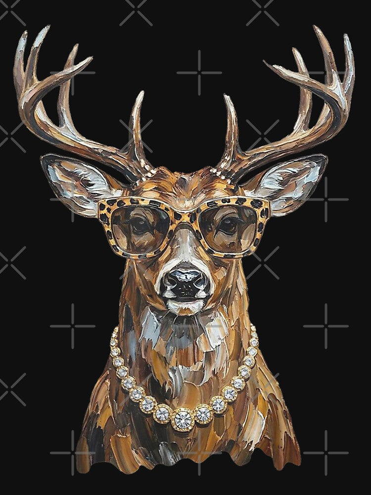 Glam Whitetail Deer Wearing Sunglasses Necklace Hunting by NaomiTankersly