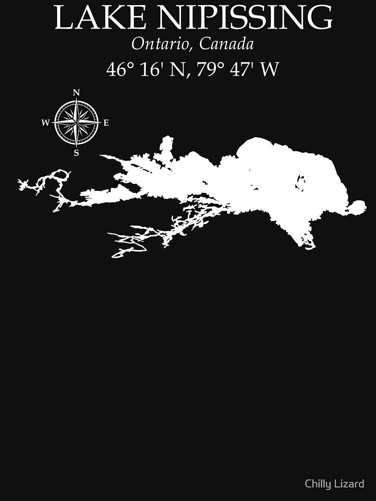 Lake Nipissing Ontario Map | Great Lakes Canada Lake Life Gift by Chilly Lizard