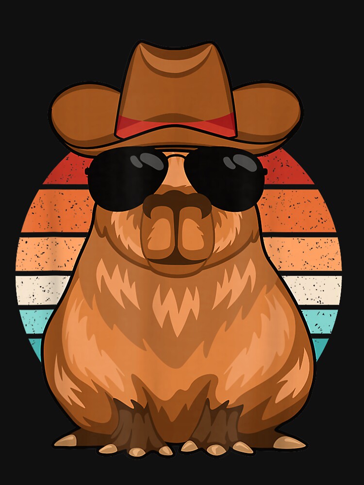Funny Cowboy Capybara Retro Capybara Lover Men Boys Kids Art for Men Women Kids , Capybara Gift Lover by DZIRI NAJAT