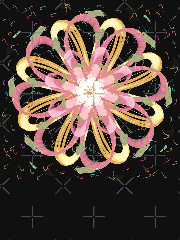 Hand-drawn colorful Flower on Blue Background by Victoria Rose