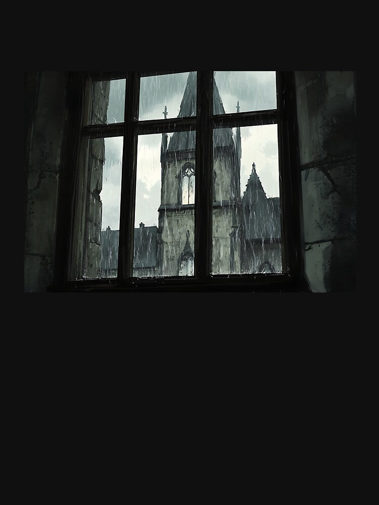 Dark Academia Aesthetic Art: Rainy Gothic View by bapupa
