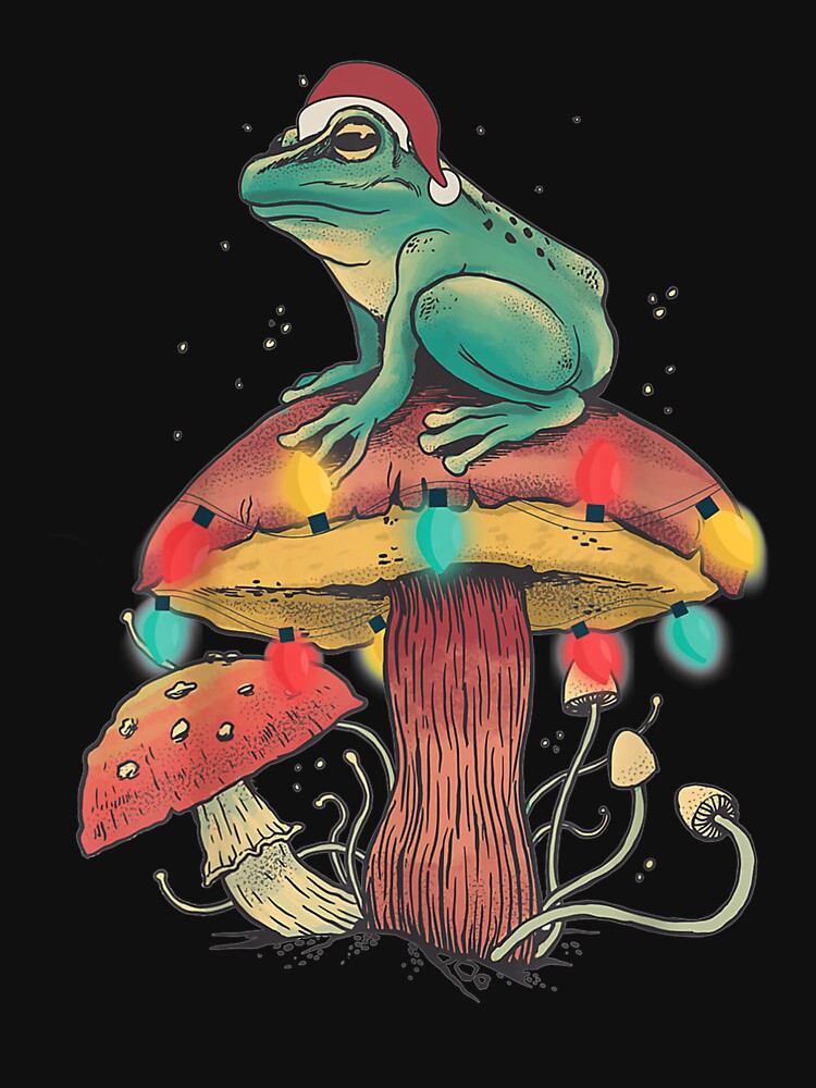 Christmas Frog Sitting Mushroom by gymat3