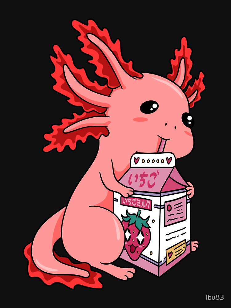 Axolotl Strawberry Milk Japanese Anime kawaii by Ibu83