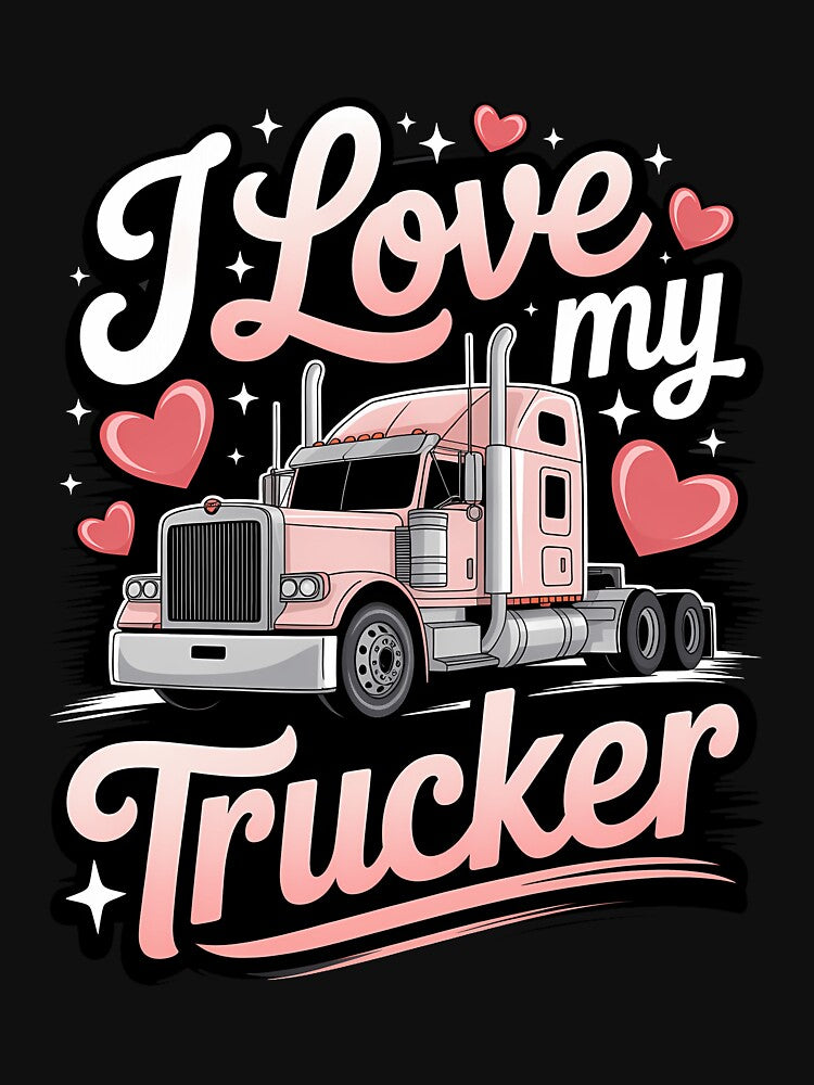 I Love My Trucker Truck Driver Wife Girlfriend by PunkNation-Arts
