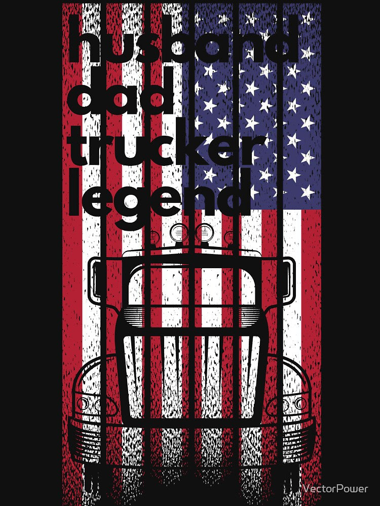 Husband Dad Trucker Legend For Dad To Day fathers day gifts american flag by VectorPower