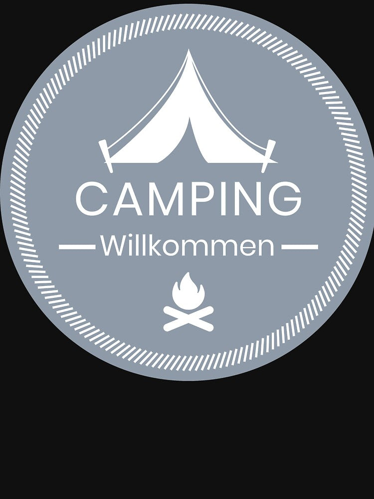 Camping Welcome | German hiking | Black hiking t-shirt by Ainbowz-Artwork