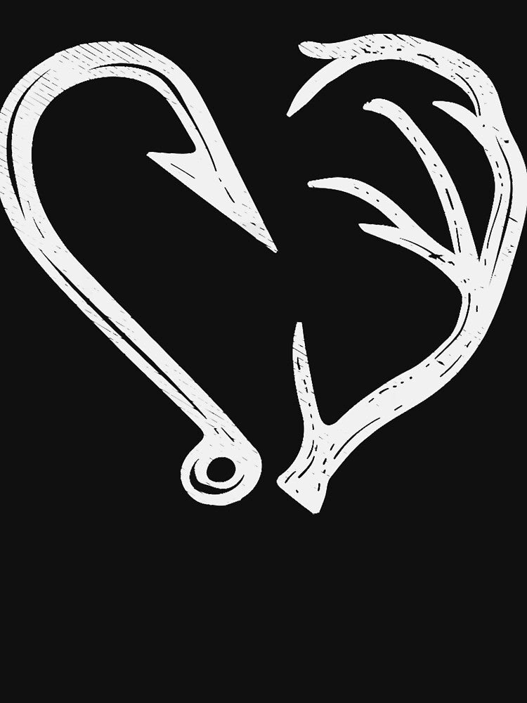 Hook Antler Heart Love Fishing Hunting Fish Deer Hunter Gift by ScottSlade