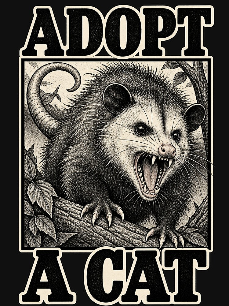 Retro Adopt A Cat Funny Opossum Possum Meme by WolfmanProphecy