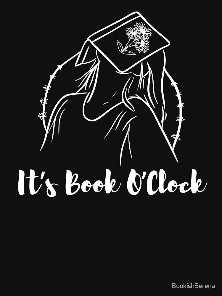 Its Book O'Clock Bookish Aesthetic Book Lover Girl Line Art by BookishSerena