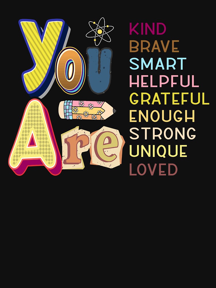 You are Kind Loved Brave Enough Tee Rainbow Affirmations Gift Inspirational Positive Affirmations by MotivaChic