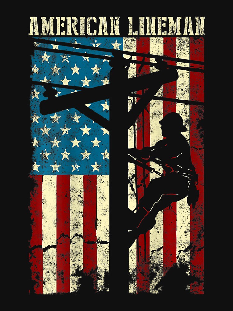 Lineman American flag Electric Cable gift Patriotic Lineman by pleasingvaultin