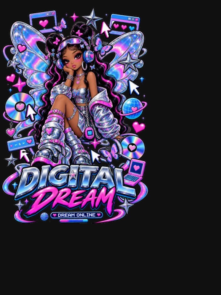 Digital Dream Y2K Cybercore Girl Retro Internet Aesthetic by EssentialsWear